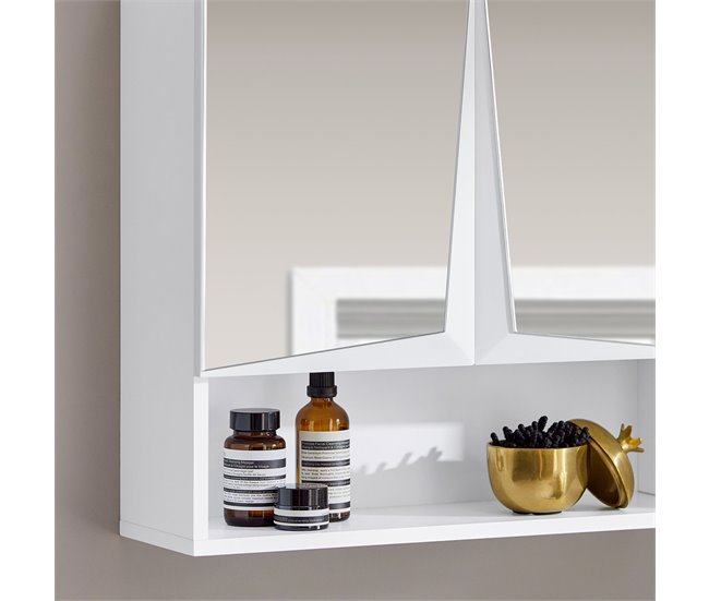 Armario de Pared con Espejo con 2 Puertas Estante BZR94-W SoBuy Blanco
