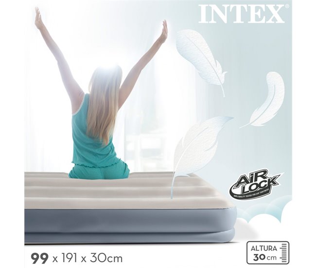 Colchón hinchable individual INTEX Dura-Beam Standard Pillow Rest Mid-Rise Gris