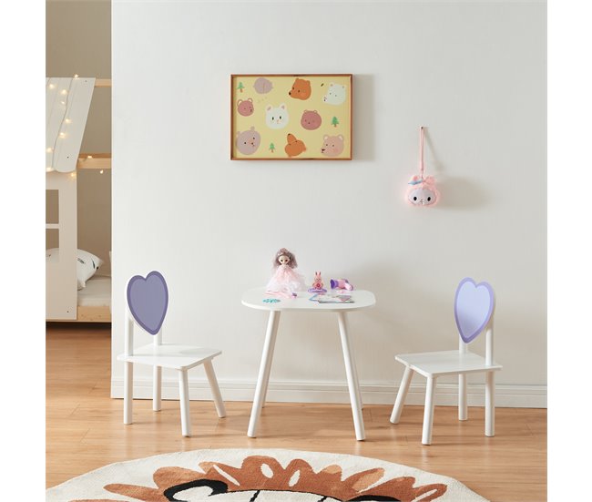 Conjunto infantil de mesa y 2 sillas Siljan Blanco