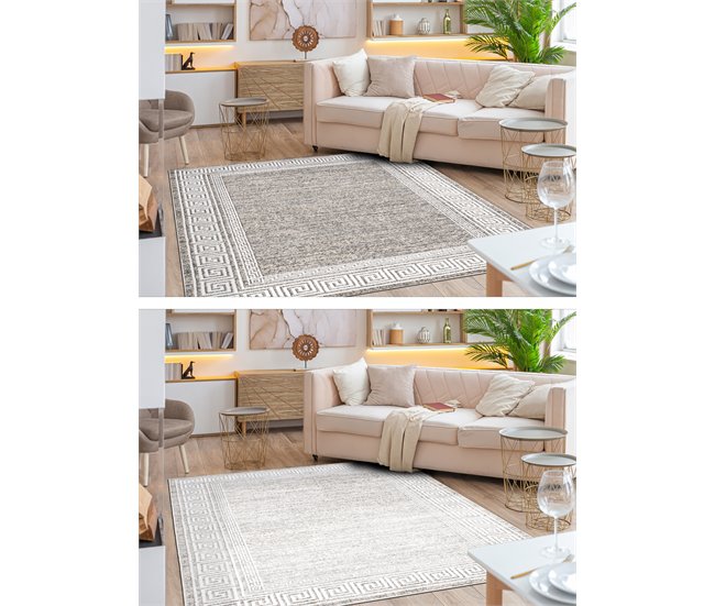 Alfombra MATEO 8033/944 Moderna griego marco estructural 140x190 Beige