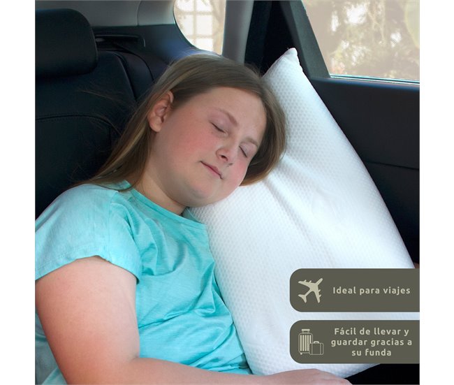 Almohada Viscoelástica Aloe Vera Viaje 30x50cm con Bolsa Transporte 30x50 Blanco/ Gris