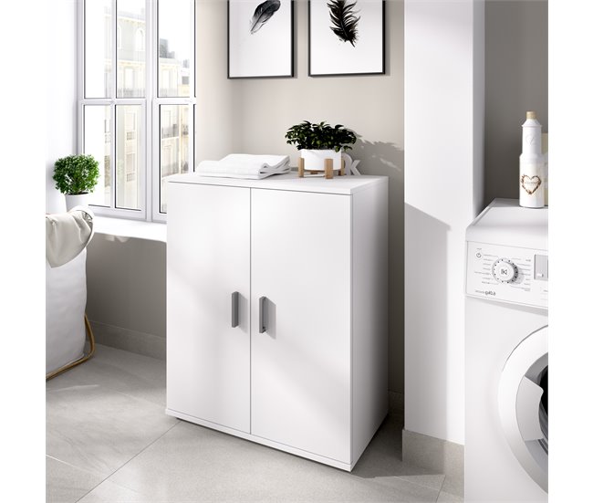 Armario Bajo Multiusos con 2 Puertas Blanco