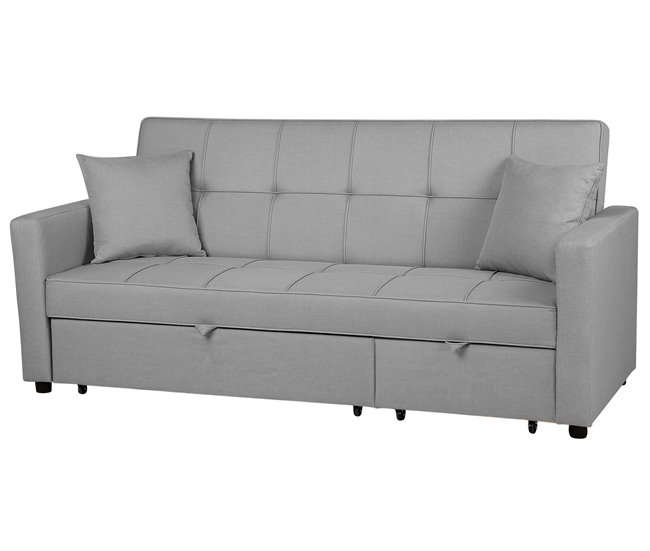 Beliani Sofá de 3 plazas Poliéster GLOMMA Gris Claro