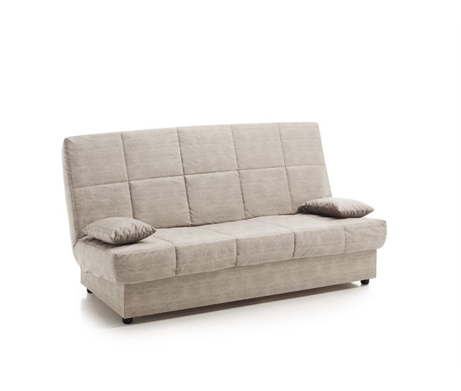 Sofa Cama Clic Clac Julieta 3 Plazas, Incluye 2 Cojines Beige