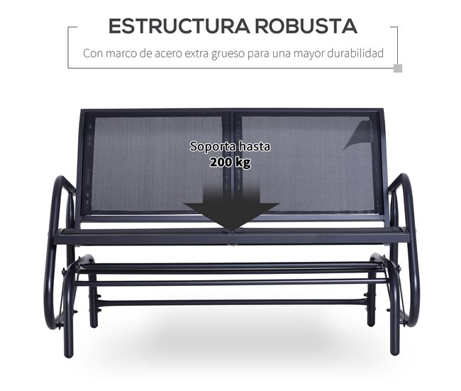 Banco Balancín Metal, Texteline Outsunny 120x70 Negro