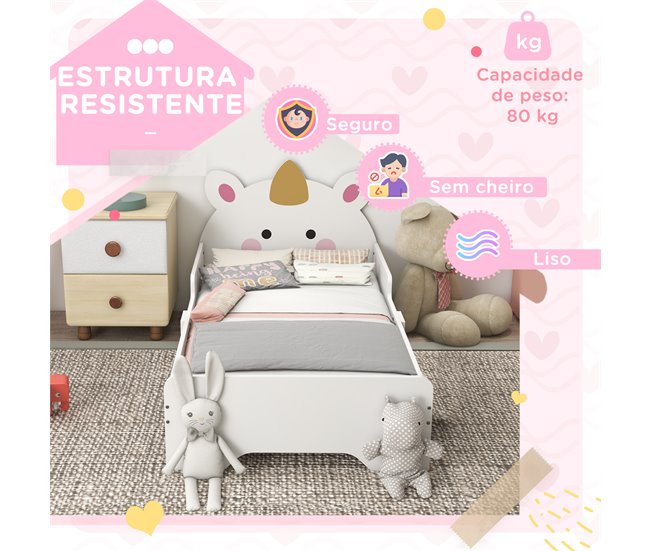 Cama para Niños MDF, Tablero Multicapa ZONEKIZ Blanco