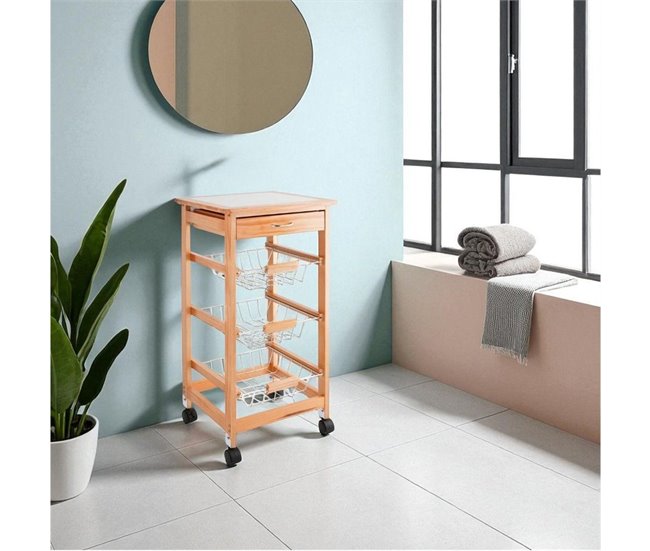 Carrito auxiliar Garbo Quid  cestas + cajón  x Natural