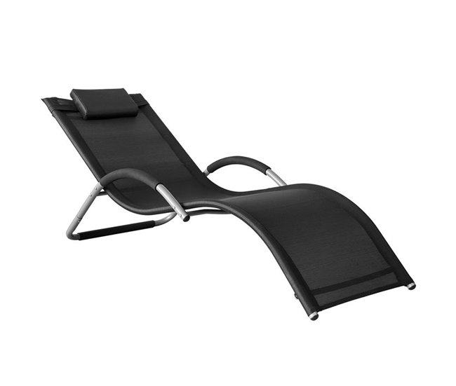Tumbona de Jardín con reposacabezas extraíble OGS38-W SoBuy Negro
