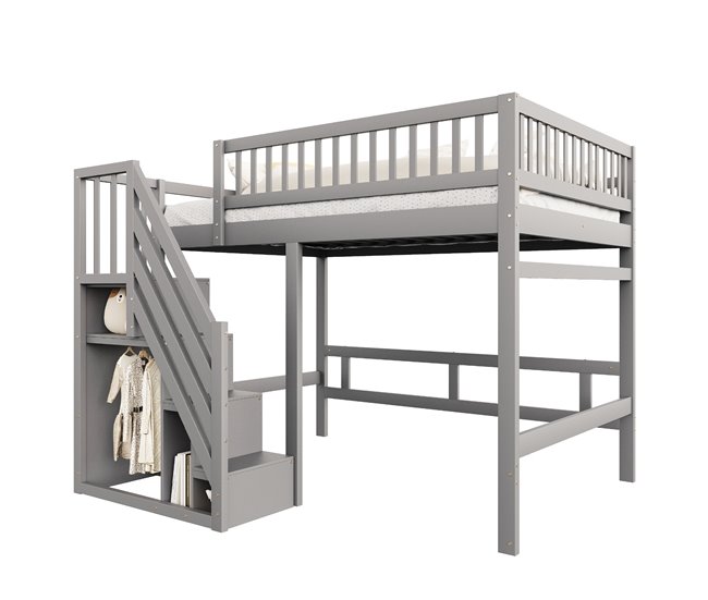Cama alta para niños 192x205 Gris