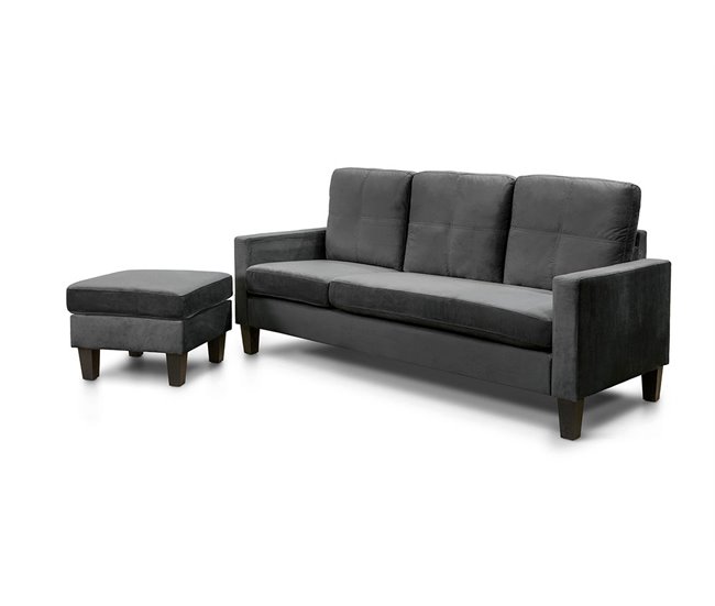 Sofa + Puff Convertible en Chaise Longue New Vika Negro