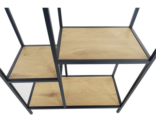 Estanteria color roble 8 huecos. LILY Negro/ Madera