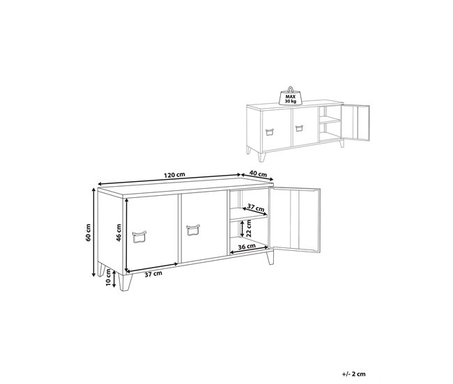 Beliani Estantería de oficina CARDIFF 120 Negro