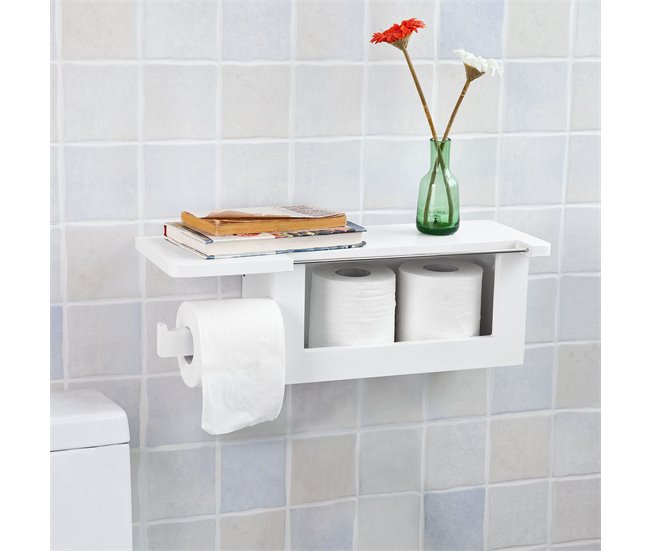 Portarrollos Papel Higiénico con soporte Teléfono FRG175-W SoBuy Blanco