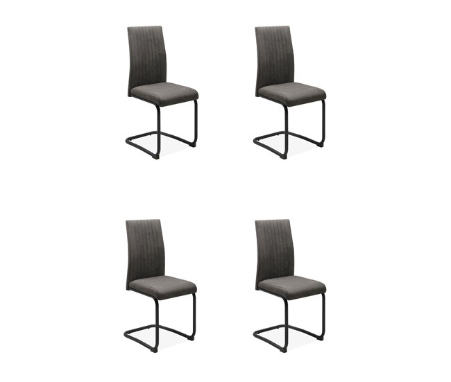 Pack de 4 sillas de comedor tapizadas en tela ELKE Antracita