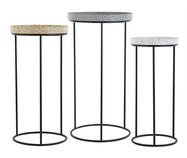 Beliani Conjunto de 3 mesas auxiliares TEXON 36x36 Negro
