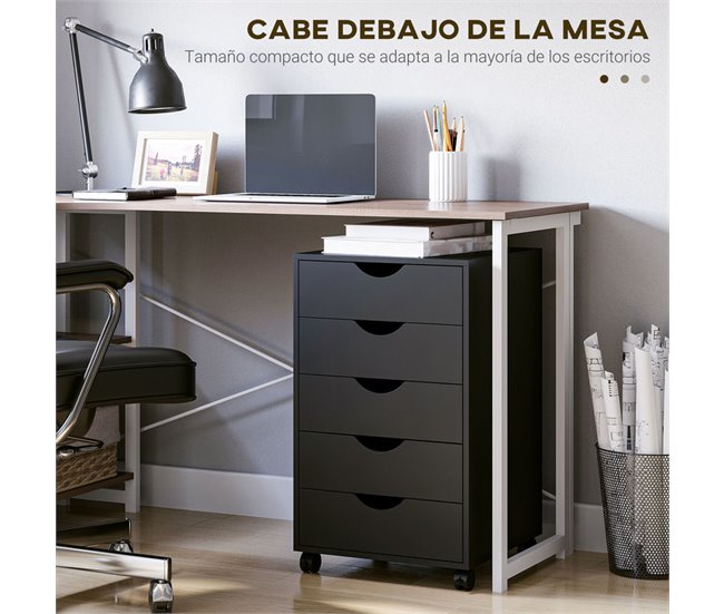 Cajonera de Oficina MDF HOMCOM, oficina - muebles de oficina Negro
