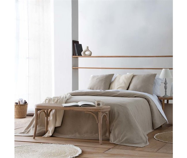 Banqueta de madera y rejilla Marron