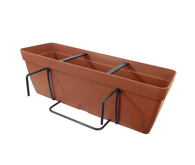 Jardinera 40 Cm Con Soporte De Fijación Curvo Terracota