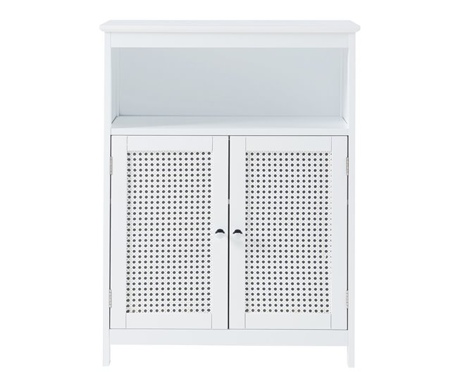 Mueble de baño Karlsøy con 2 puertas MDF ratán Blanco