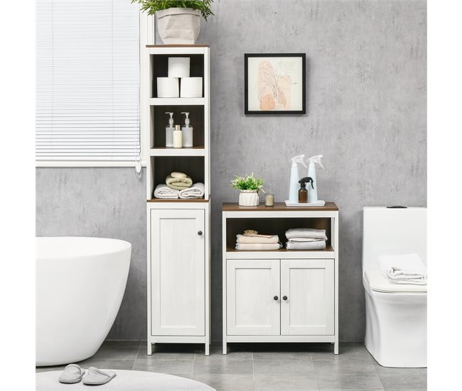 Mueble Auxiliar Baño Melamina de Madera kleankin Blanco