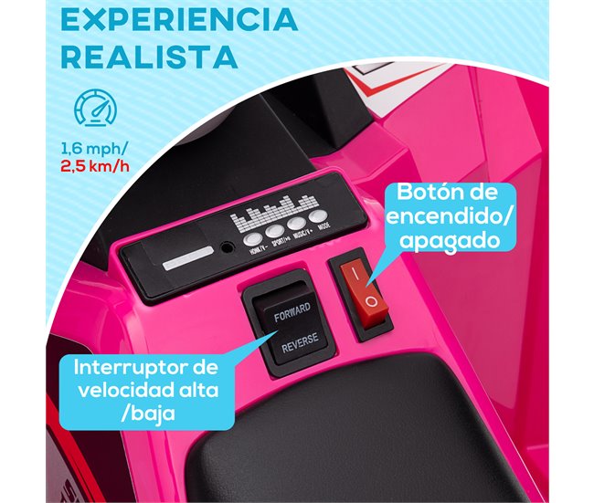 Quad Eléctrico PP, Metal HOMCOM Rosa