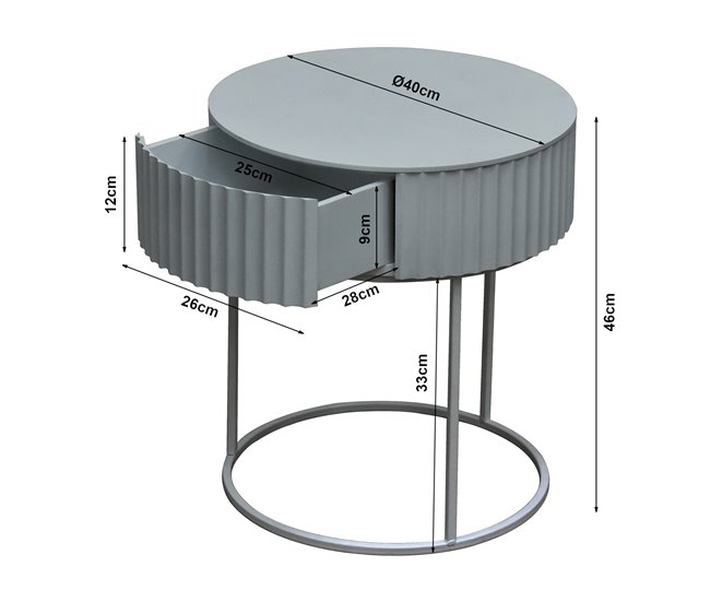 Tapa Extraíble Bandeja Mesa De Centro Redonda Con Tapa Extraíble | 45x60 Cm | Blanco Y Madera | Para Salón O Dormitorio Mesa Auxiliar Redonda