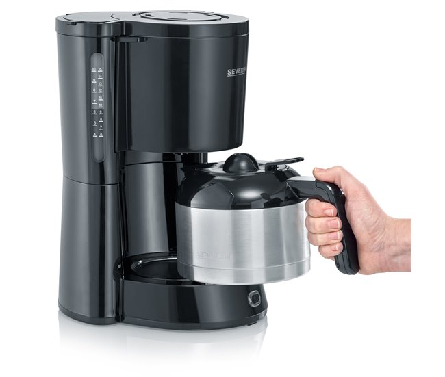 Cafetera con molinillo de goteo, jarra termo 1 L Severin KA 4814 - 1000 W Negro