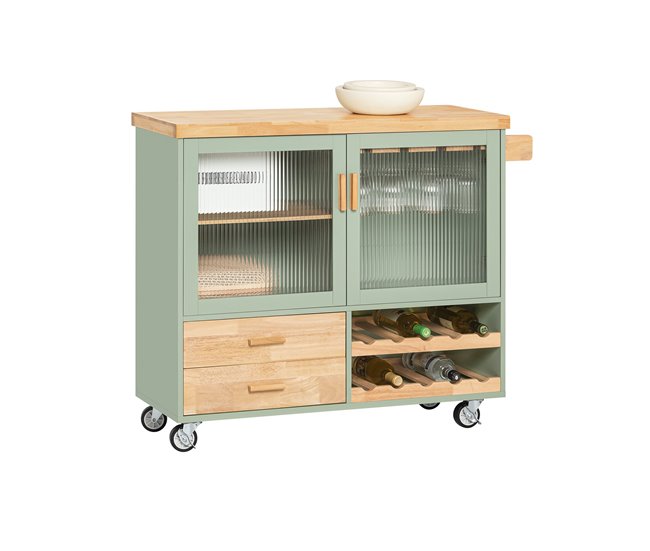 Carrito de Cocina con 2 cajones y 2 Puertas FKW114-GR SoBuy 109 Verde