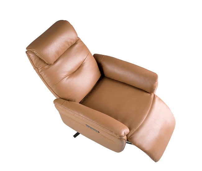 Sillón relax giratorio tapizado en piel Marron