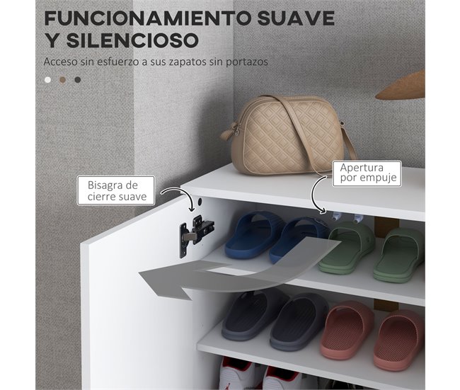 Armario de Zapatos Melamina de Madera, Acrílico HOMCOM Blanco