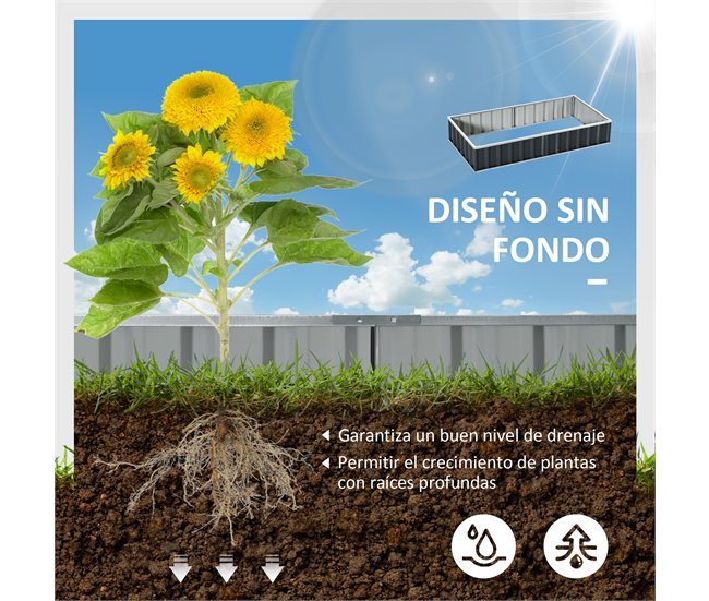 Arriate de Jardín Acero Outsunny, terraza y jardín - jardinería Gris
