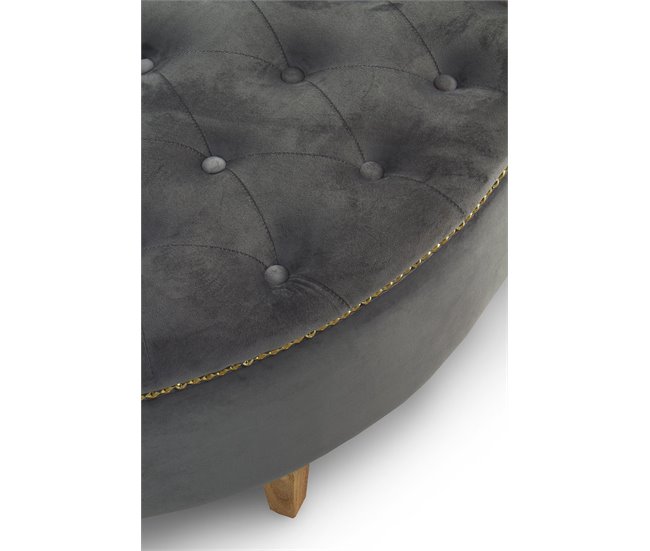 Asiento tapizado en terciopelo patas en madera natural Gris