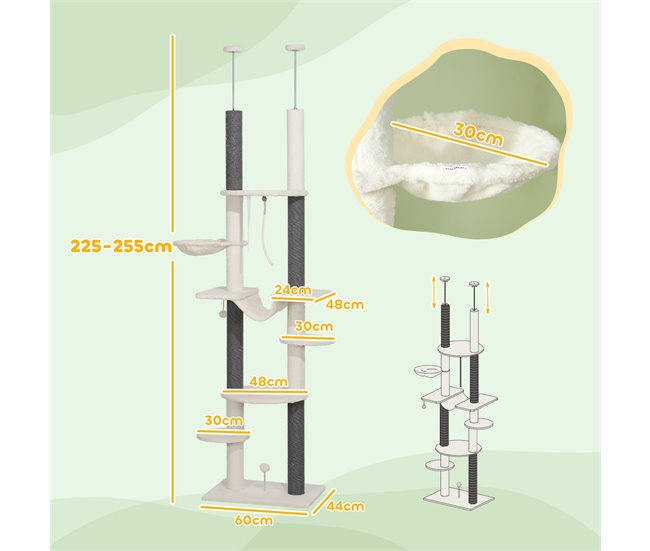 Árbol para Gatos Aglomerado de Madera PawHut Crudo