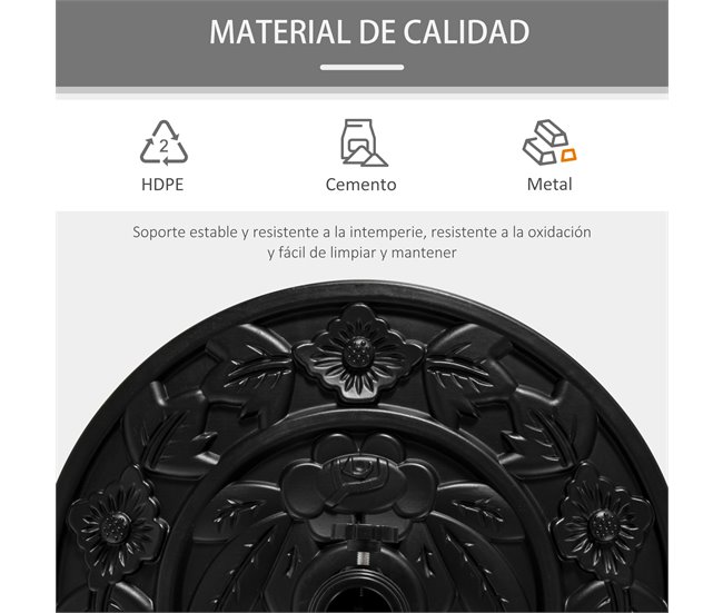 Base de Sombrilla HDPE y cemento Outsunny 50x32 Negro