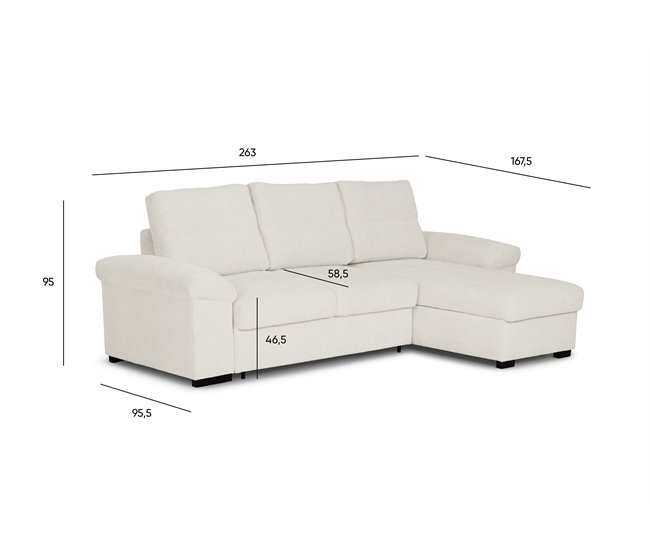 Chaise longue reversible con cama ERIC Beige