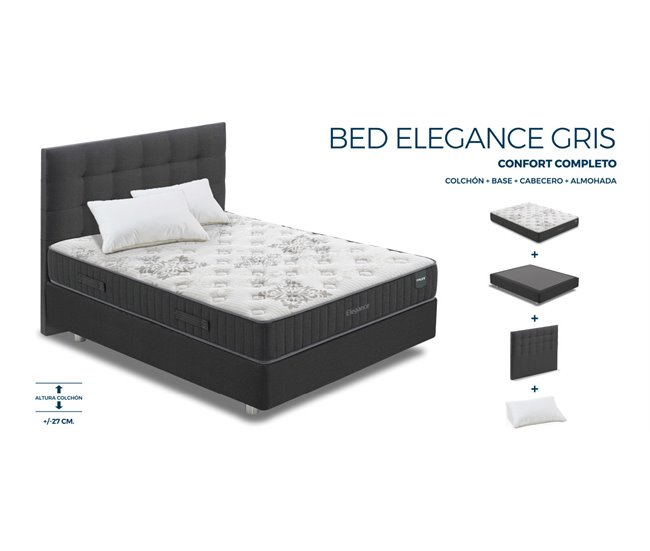 Pack ELEGANCE BED Muelles Ensacados Gris FLEX 