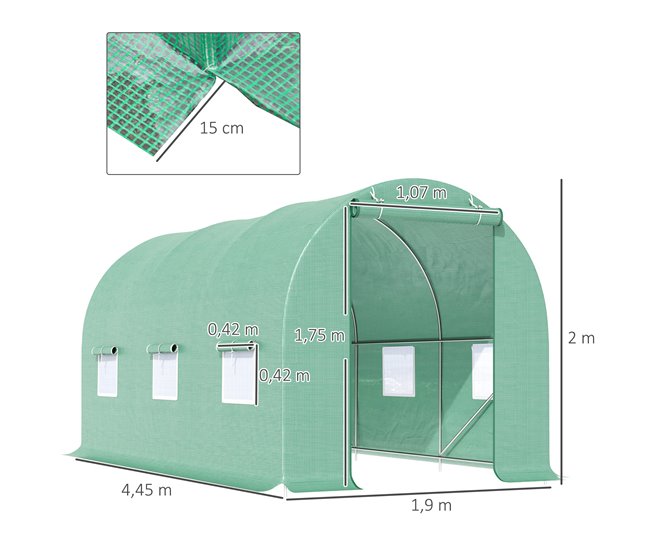 Invernadero de Jardín PE Outsunny Verde
