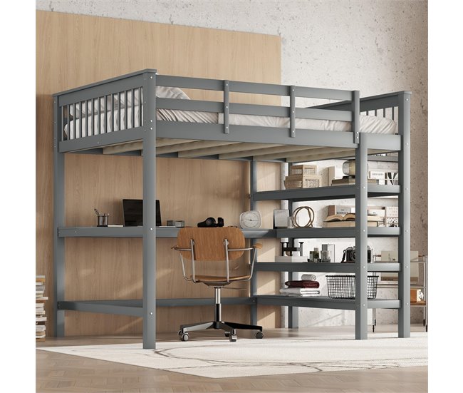 Cama alta para niños 149x207 Gris