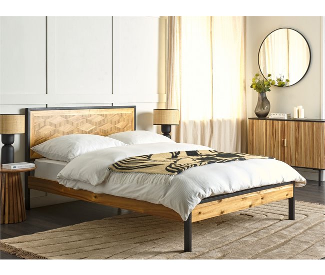 Beliani Cama con somier MDF ERVILLERS Marron