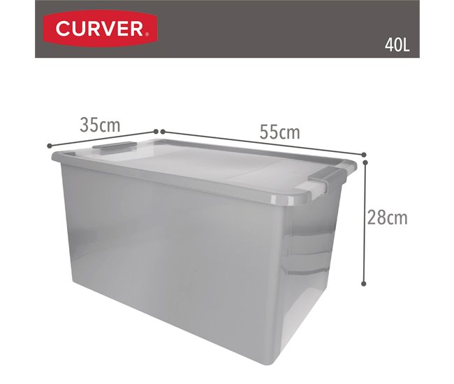 Curver Caja de almacenaje con tapa Bi-Box 40L Gris
