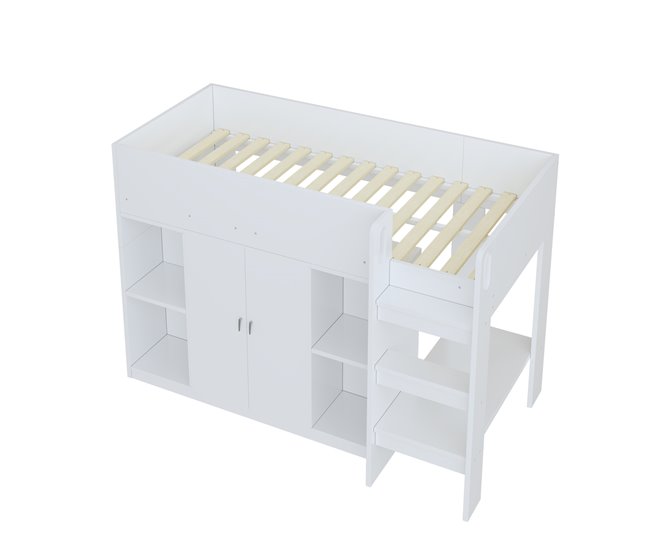 Cama alta para niños 95x205 Blanco