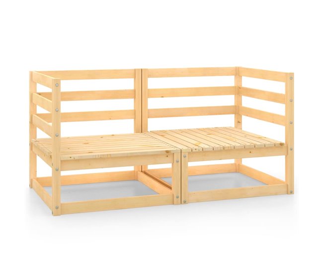 Sofás de esquina de jardín 2 uds madera maciza de pino Marron