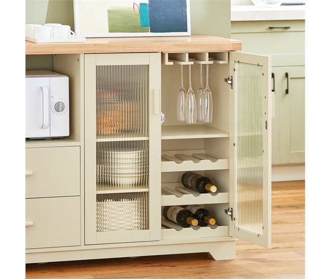 Aparador Cocina para microonda con 2 puertas SoBuy FSB81-MI 120 Beige