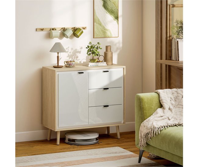 Aparador Melamina de Madera, MDF HOMCOM Blanco