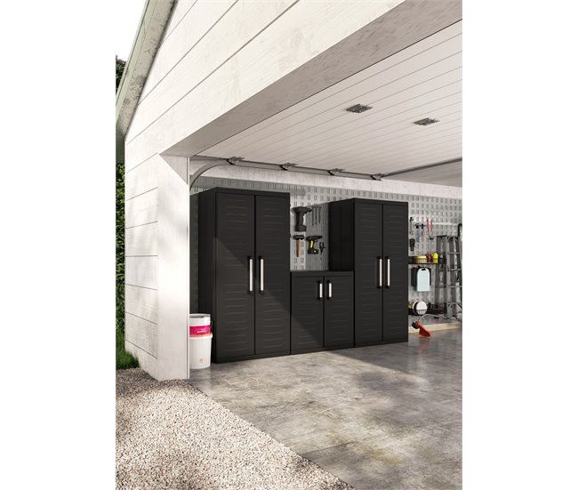 Armario resina DETROIT XL bajo 93x89x54cm negro Negro