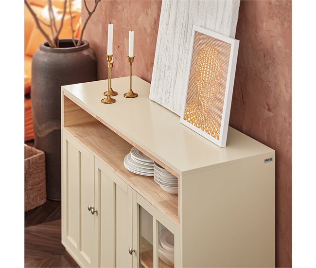 Aparador de Comedor con 3 Puertas 1 Compartimiento SoBuy FSB80-MI Beige
