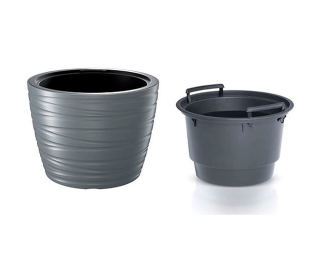 Maceta Baja Con Deposito 22L Maze Gris