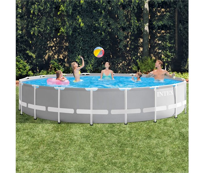 Piscina desmontable redonda intex gama prisma frame 549x122 cm con depuradora Gris