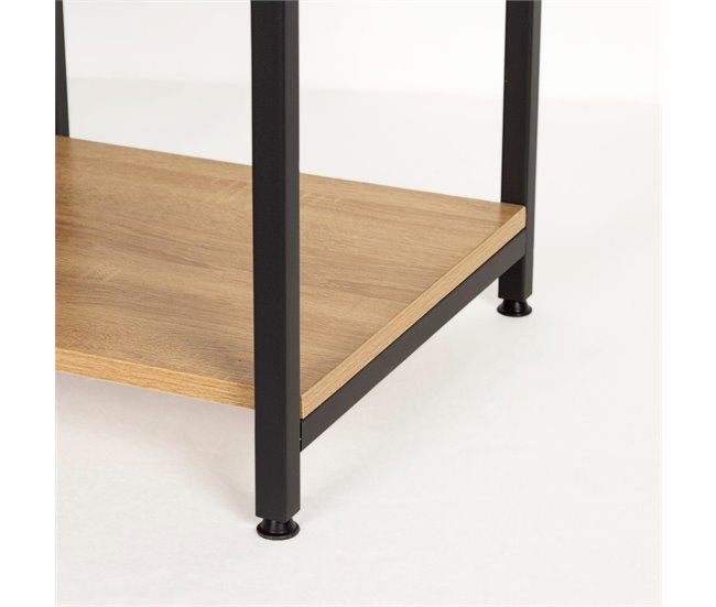 Max Home Perchero zapatero entrada madera y acero 4 estantes Negro/ Madera