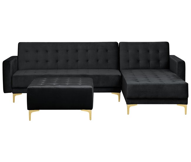 Beliani Sofá cama Terciopelo ABERDEEN Negro